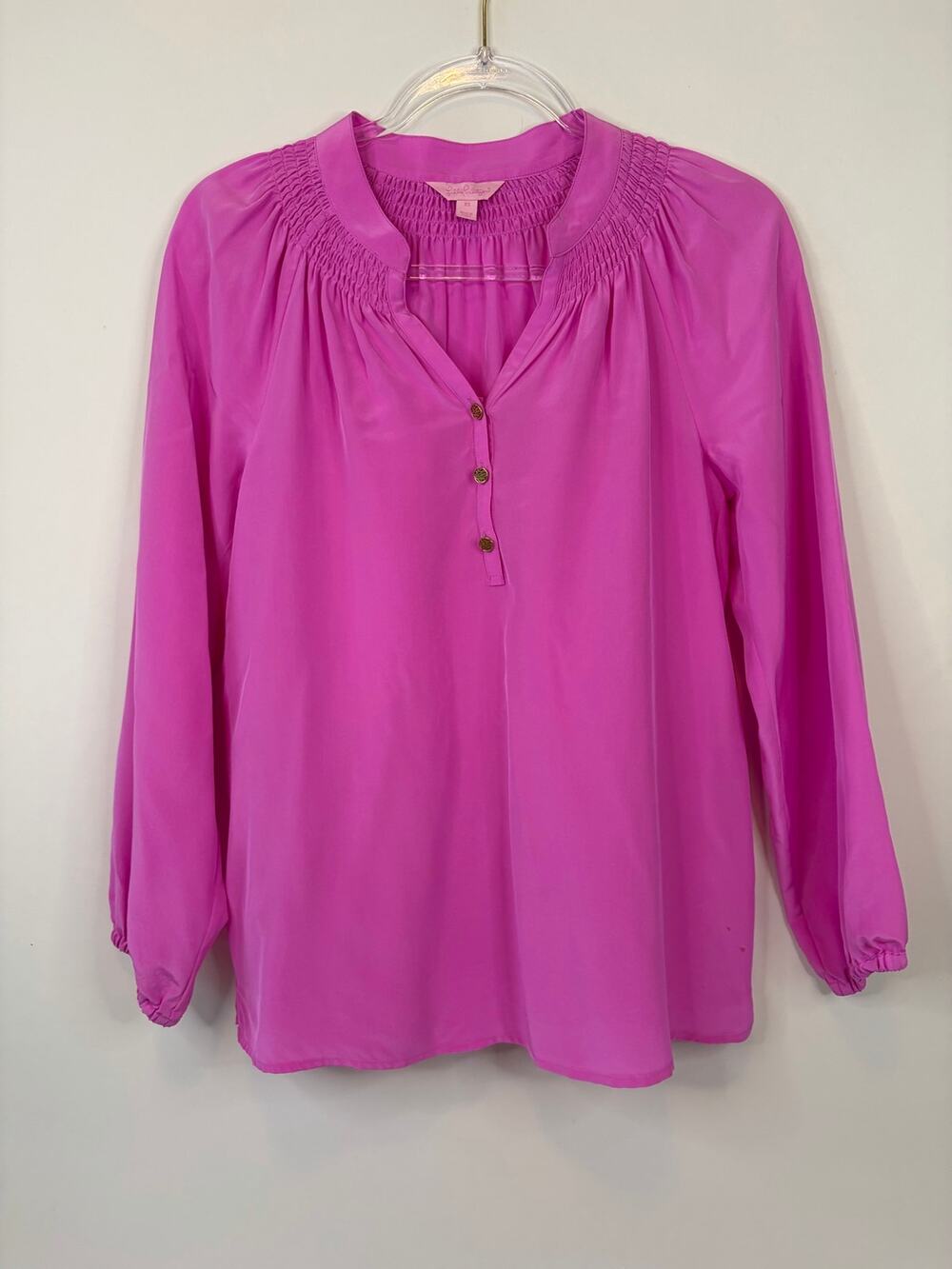 Lilly Pulitzer Elsa Silk Top Mandevilla Pink Size XS (flaw)